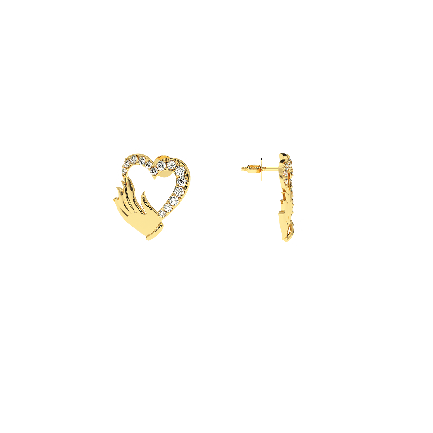SolitaireKart – 0.28 CT Lab Diamond Embrace Heart Earrings